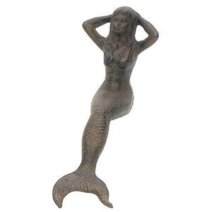 Cast Iron Nautical Repro Shelf Sitter Sitting Mermaid Figurine Rust 721